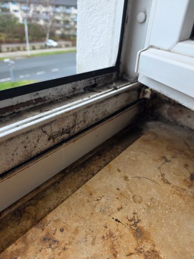 Fensterrahmen dreckig vor der Reinigung